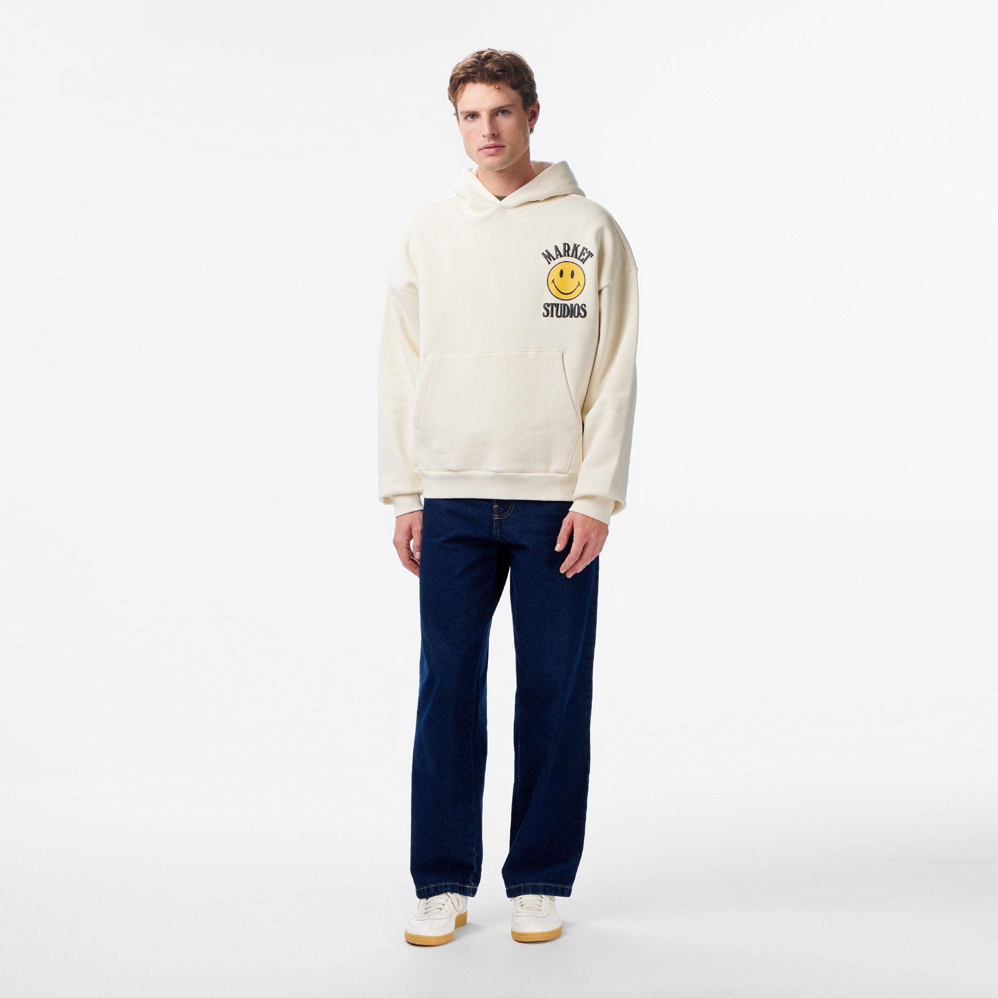 Market Smiley Upside Down Lockup Erkek Gri Hoodie