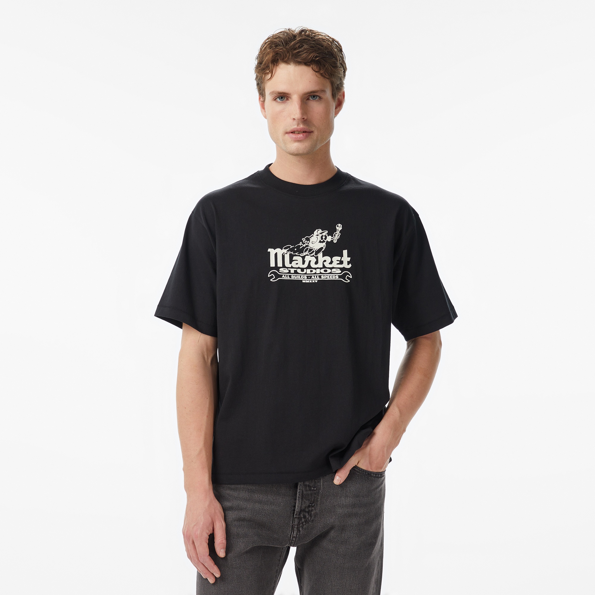 Market Speed And Quality Erkek Siyah T-Shirt