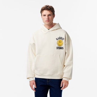  Market Smiley Upside Down Lockup Erkek Gri Hoodie