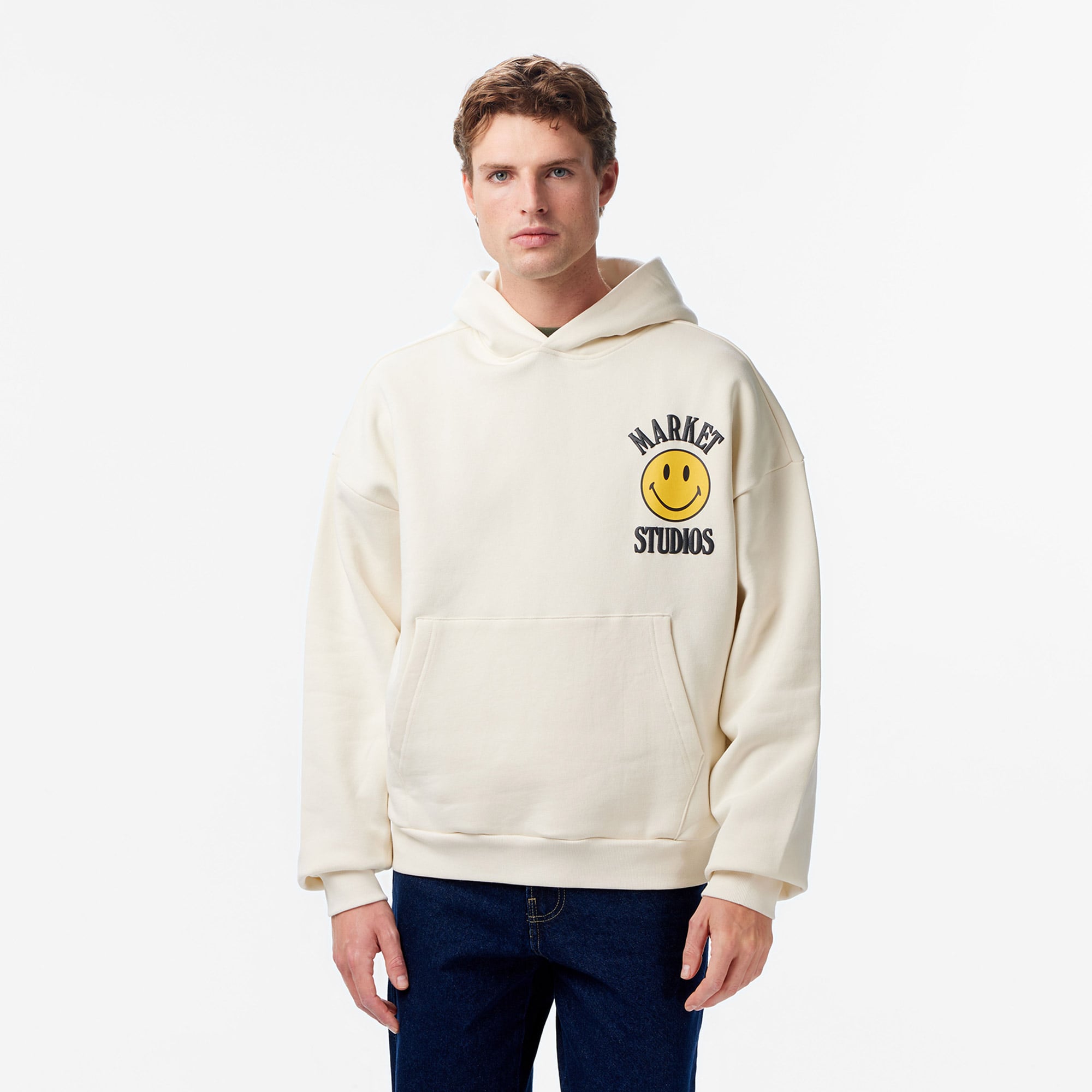  Market Smiley Upside Down Lockup Erkek Gri Hoodie
