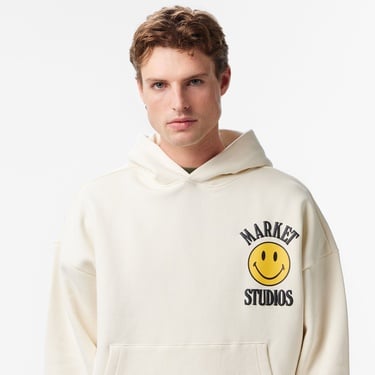  Market Smiley Upside Down Lockup Erkek Gri Hoodie