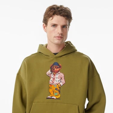  Market Folk Fitted Bear Erkek Yeşil Hoodie