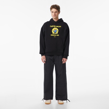  Market Smiley Call My Lawyer Bear Erkek Siyah Hoodie