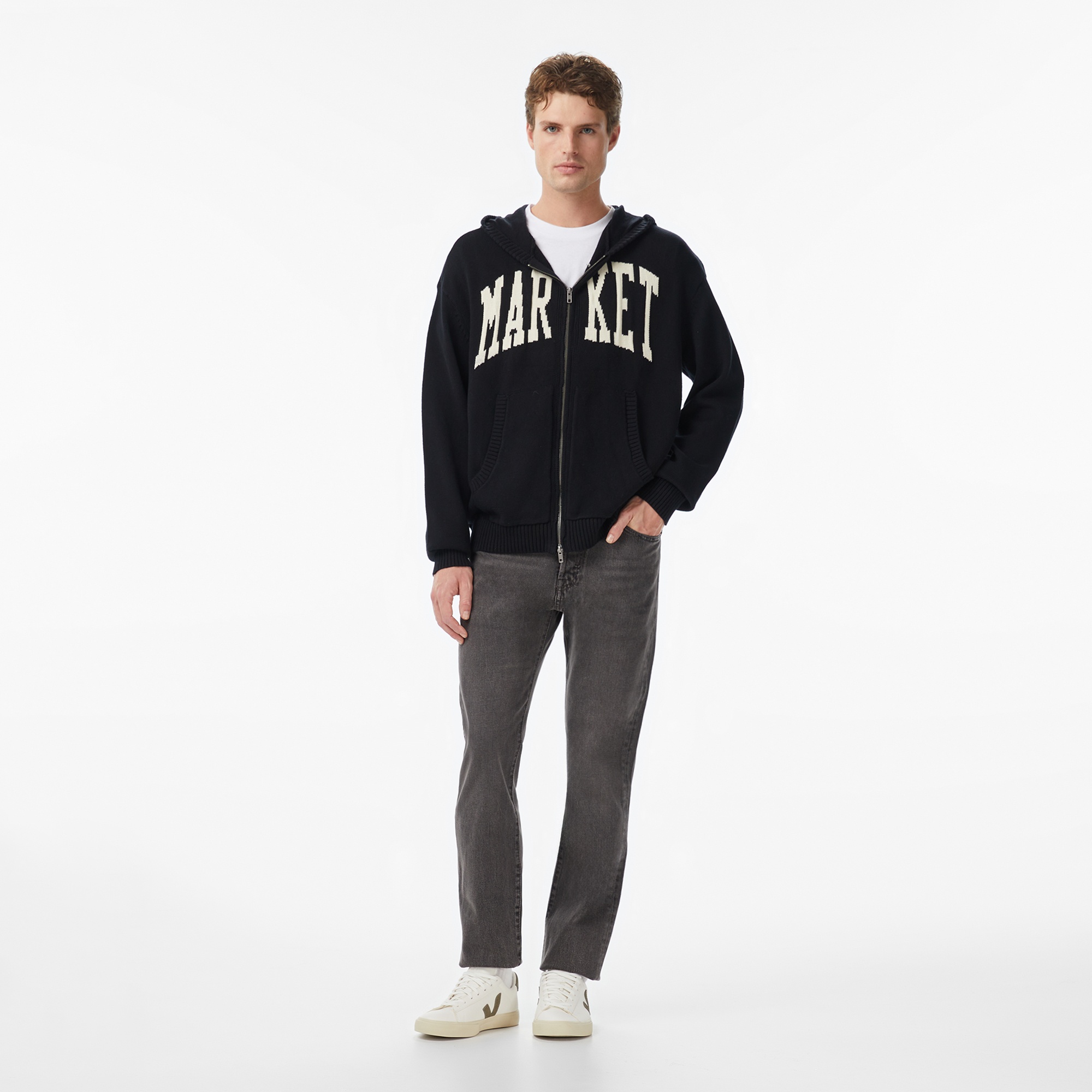 Market Classic Full Zip Erkek Gri Sweatshirt
