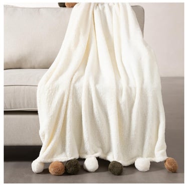  PONPONLU DİZ ÜSTÜ BATTANİYE MULTI 130X160