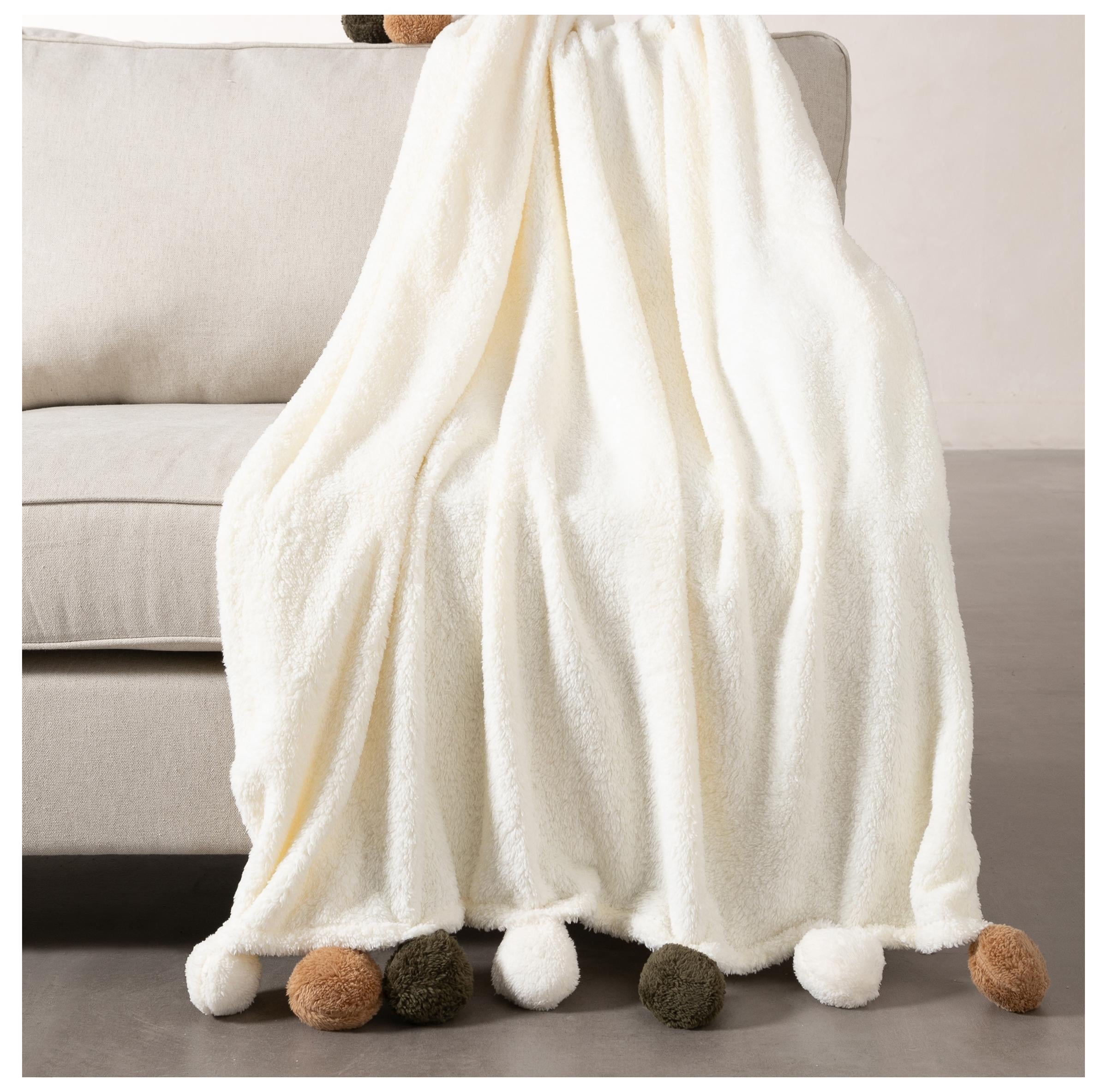  PONPONLU DİZ ÜSTÜ BATTANİYE MULTI 130X160