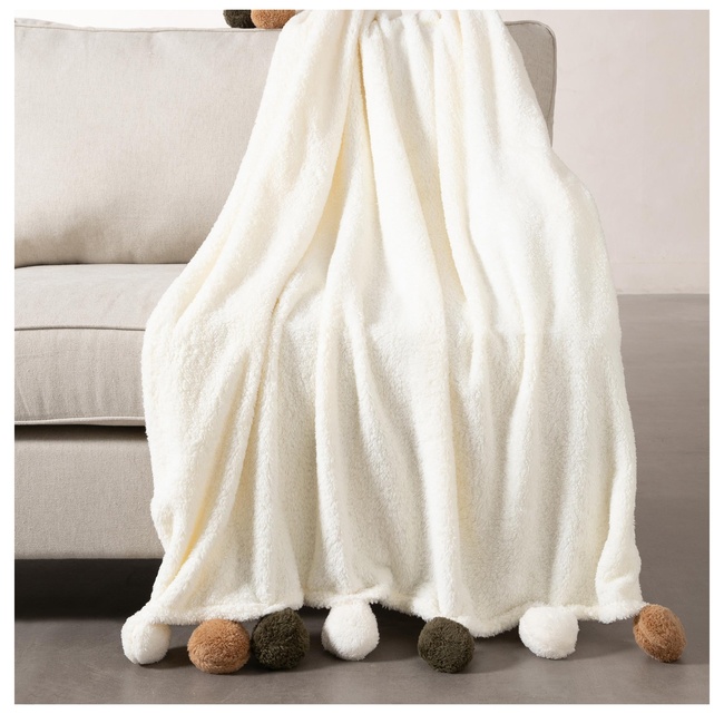  PONPONLU DİZ ÜSTÜ BATTANİYE MULTI 130X160