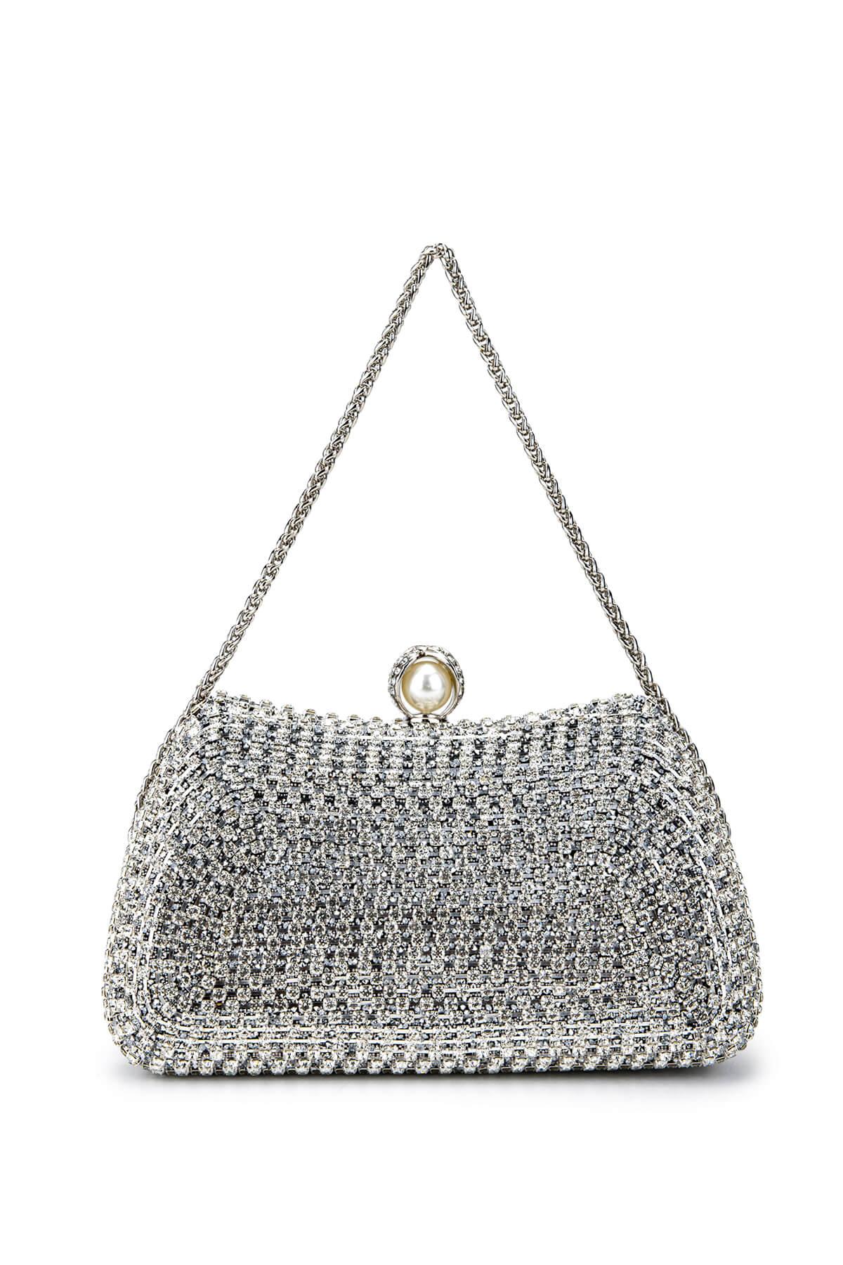  Tamer Tanca Kadın Vegan Gri Abiye Çanta