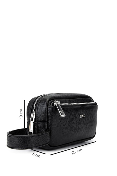  Tamer Tanca Erkek Hakiki Deri Siyah Floter El Çantası