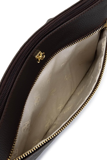  Tamer Tanca Kadın Suni Deri Kahverengi Clutch Çanta