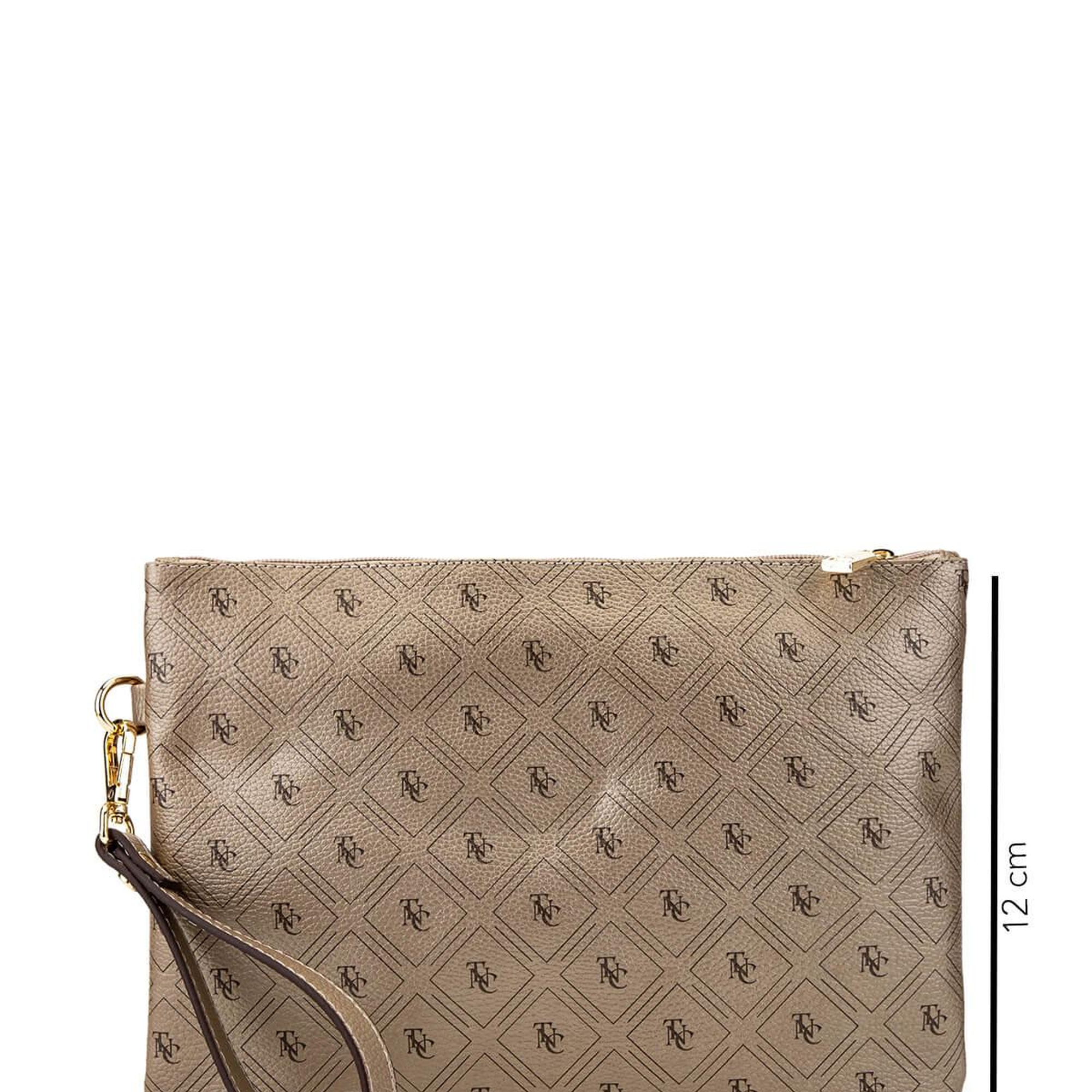 Tamer Tanca Kadın Suni Deri Altın Desen Clutch Çanta