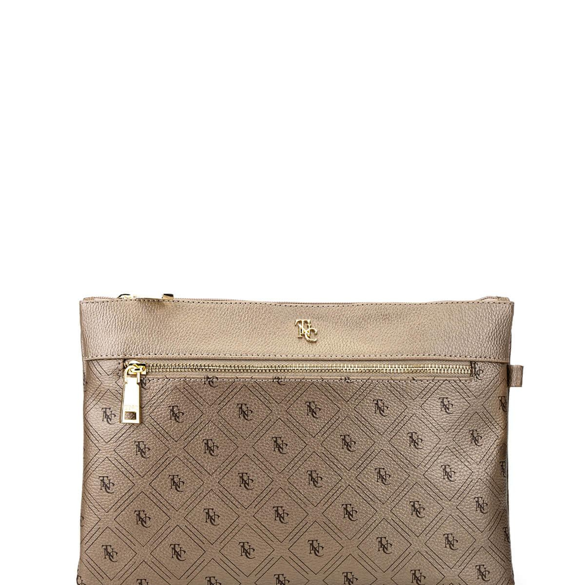 Tamer Tanca Kadın Suni Deri Altın Desen Clutch Çanta