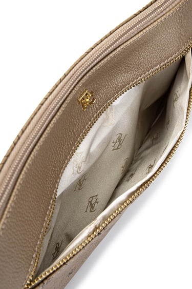  Tamer Tanca Kadın Suni Deri Altın Desen Clutch Çanta