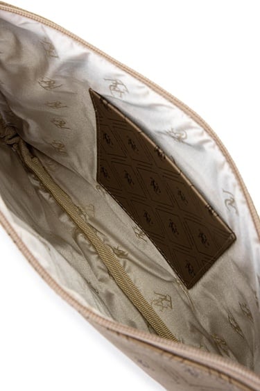  Tamer Tanca Kadın Suni Deri Altın Desen Clutch Çanta