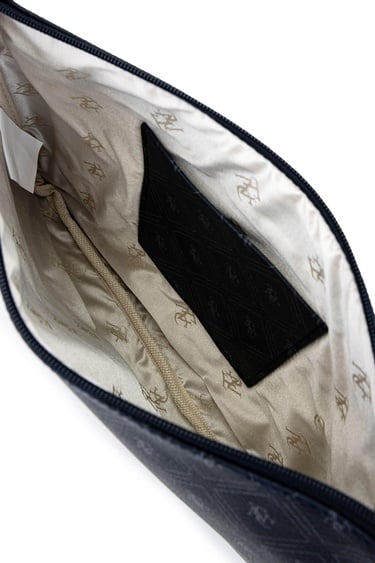  Tamer Tanca Kadın Suni Deri Lacivert Desen Clutch Çanta