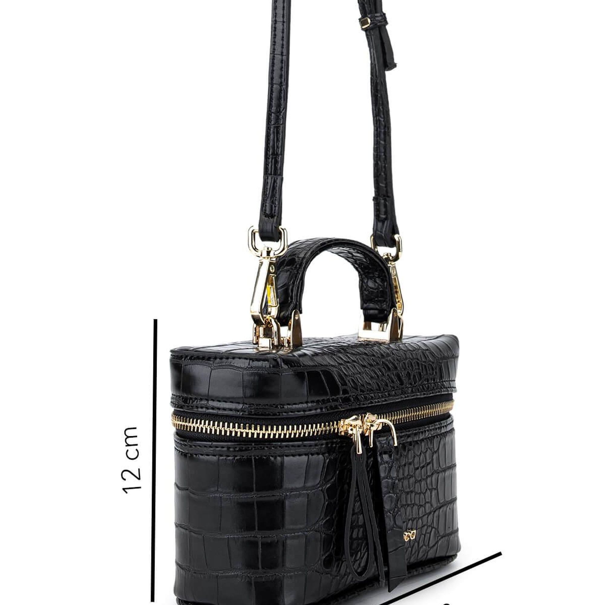 Tamer Tanca Kadın Suni Deri Siyah Kroko El Çantası