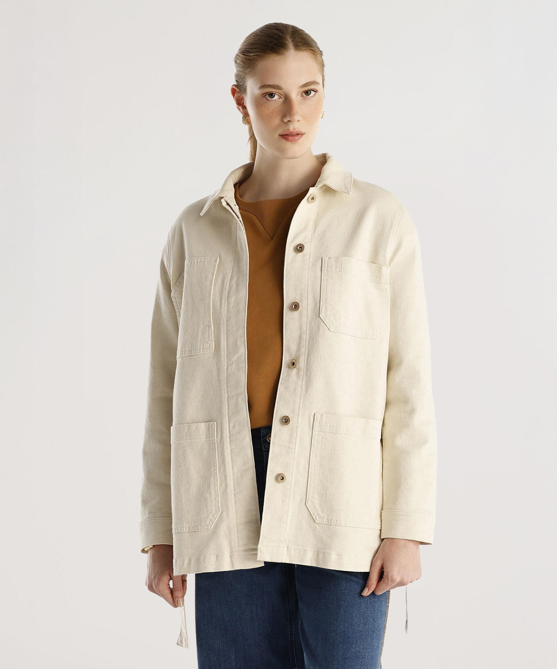  YARGICI Cep Detaylı Kemerli Denim Pardösü