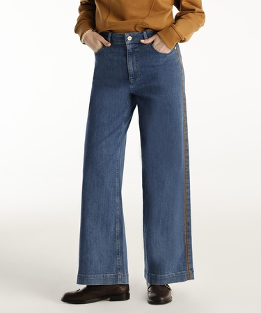  YARGICI Nakış Detaylı Yüksek Bel Geniş Paça Pantolon