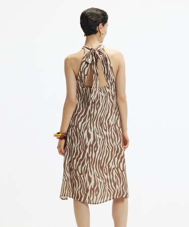  YARGICI Boyundan Bağlamalı Midi Boy Elbise