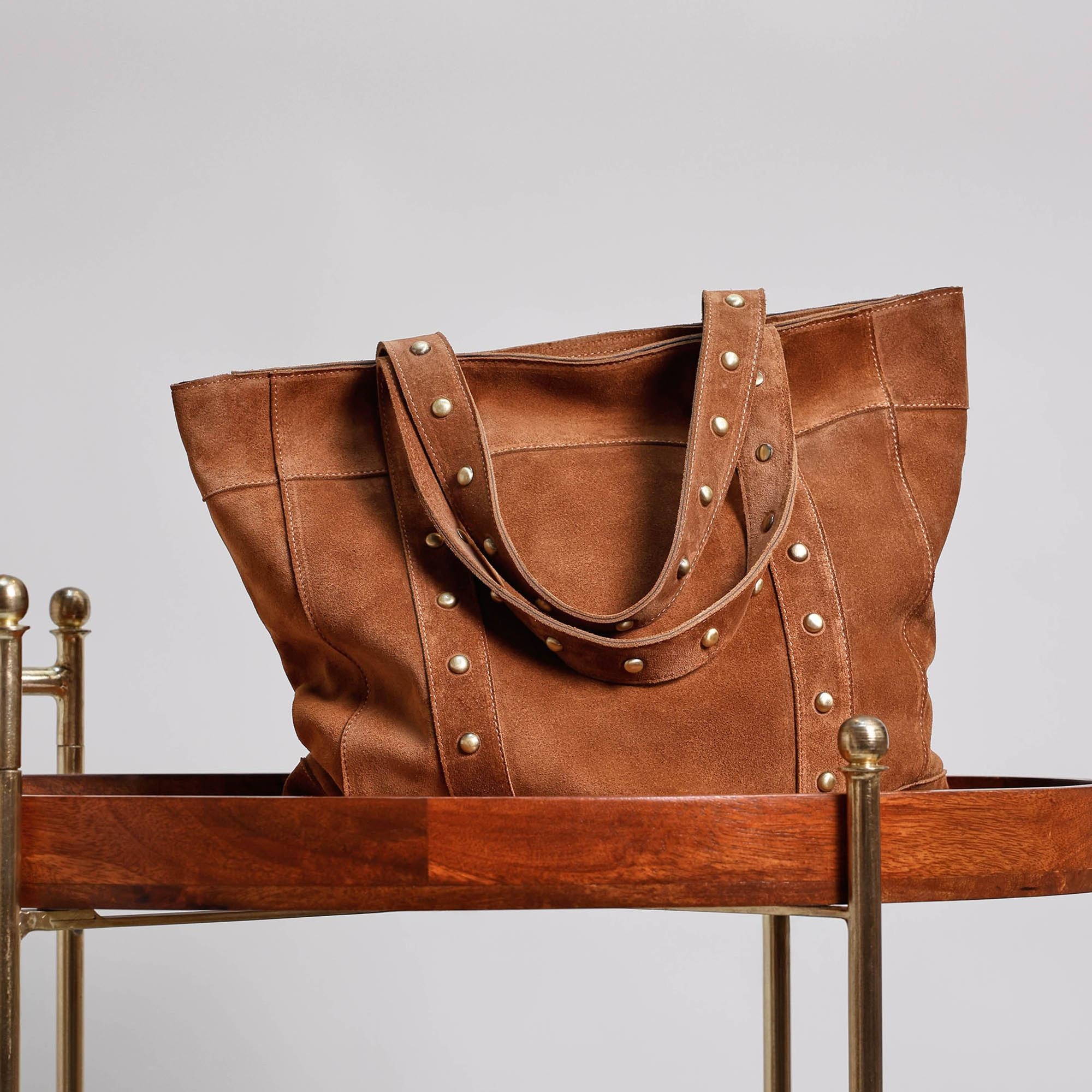 YARGICI Trok Detaylı Süet Deri Omuz Çantası