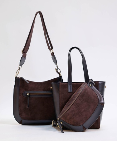  YARGICI Deri Garnili Süet Omuz Çantası