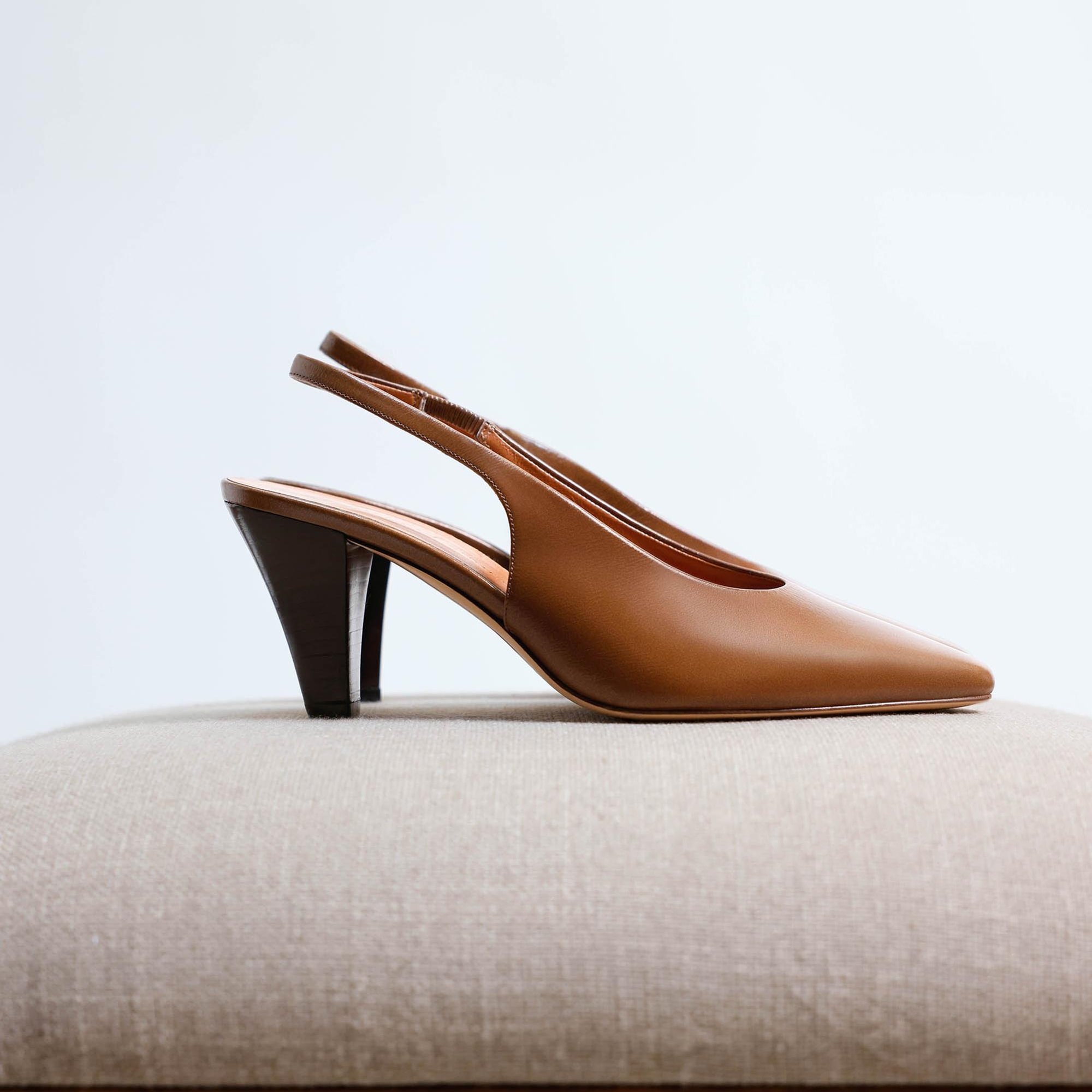 YARGICI Arkası Açık Deri Topuklu Ayakkabı