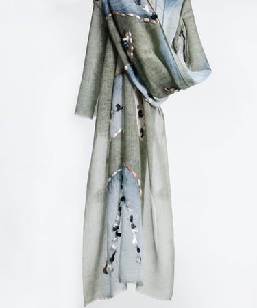  YARGICI Nakış İşlemeli Yün Şal