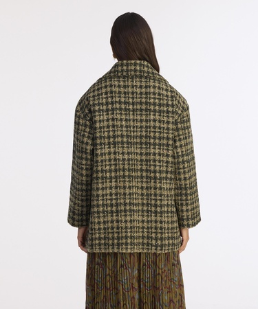  YARGICI Triko Yaka Detaylı Kruvaze Palto