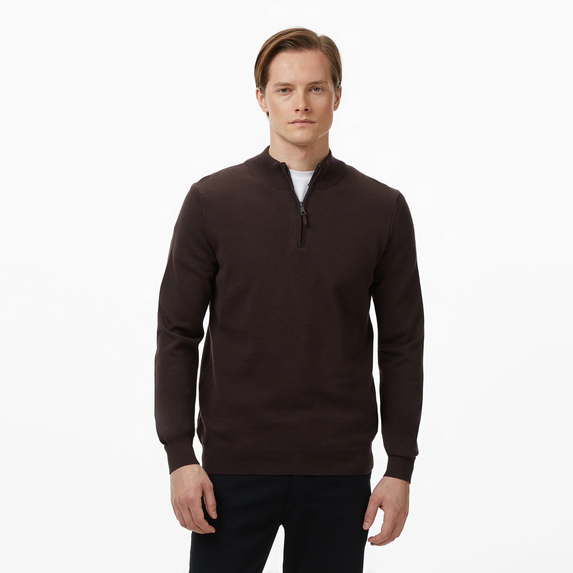 Nautica Erkek Kahverengi Classic Fit Kazak