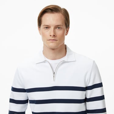  Nautica Erkek Beyaz Regular Fit Uzun Kollu Polo Yaka T-Shirt