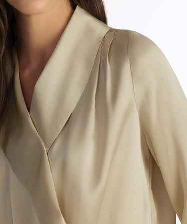  YARGICI Geniş Şal Yaka Uzun Kol Gömlek