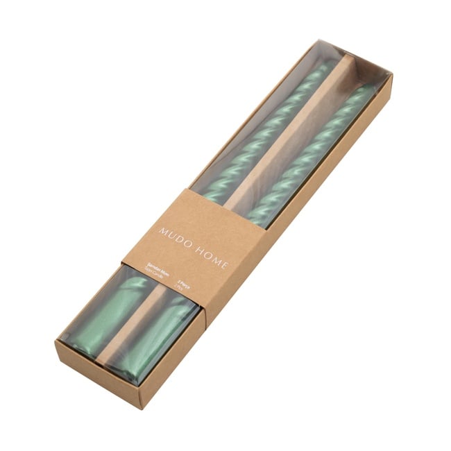  2Lİ BURGULU ŞAMDAN MUM YEŞİL 25CM