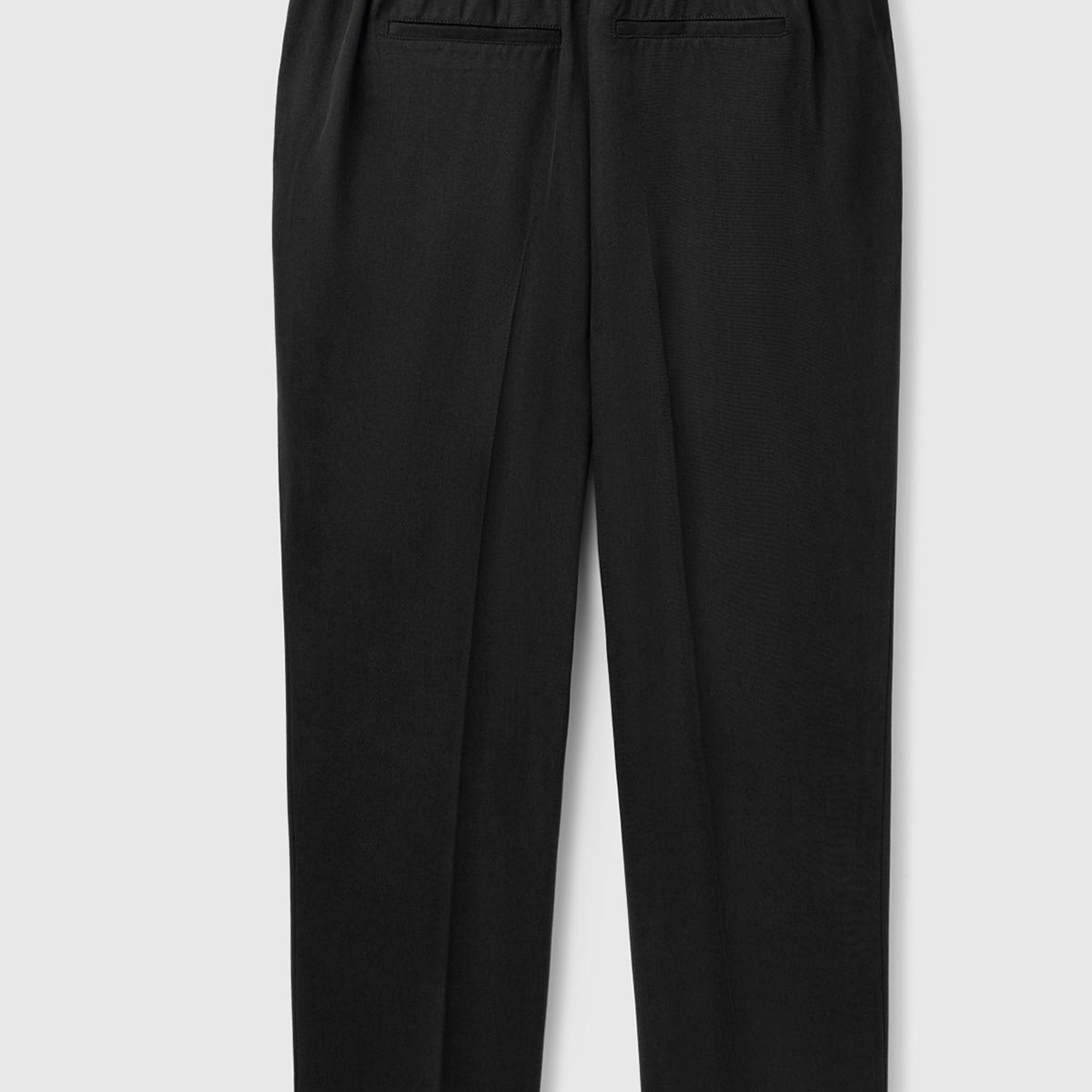 Kadın Siyah %100 Liyosel Paçası Kıvrımlı Beli Lastikli Pantolon