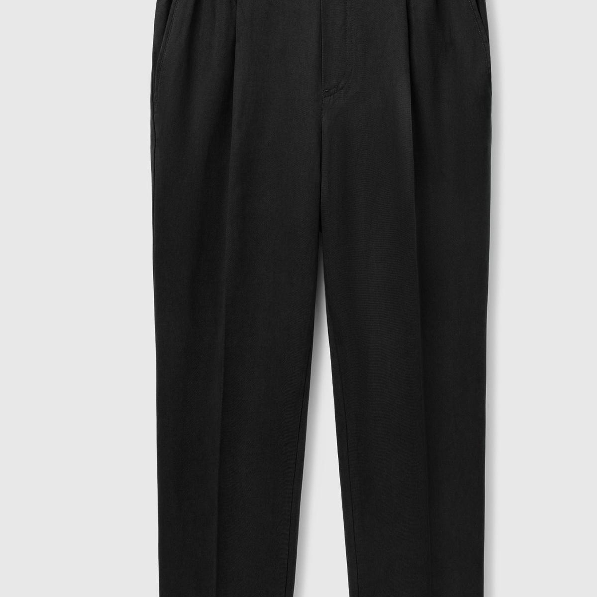 Kadın Siyah %100 Liyosel Paçası Kıvrımlı Beli Lastikli Pantolon