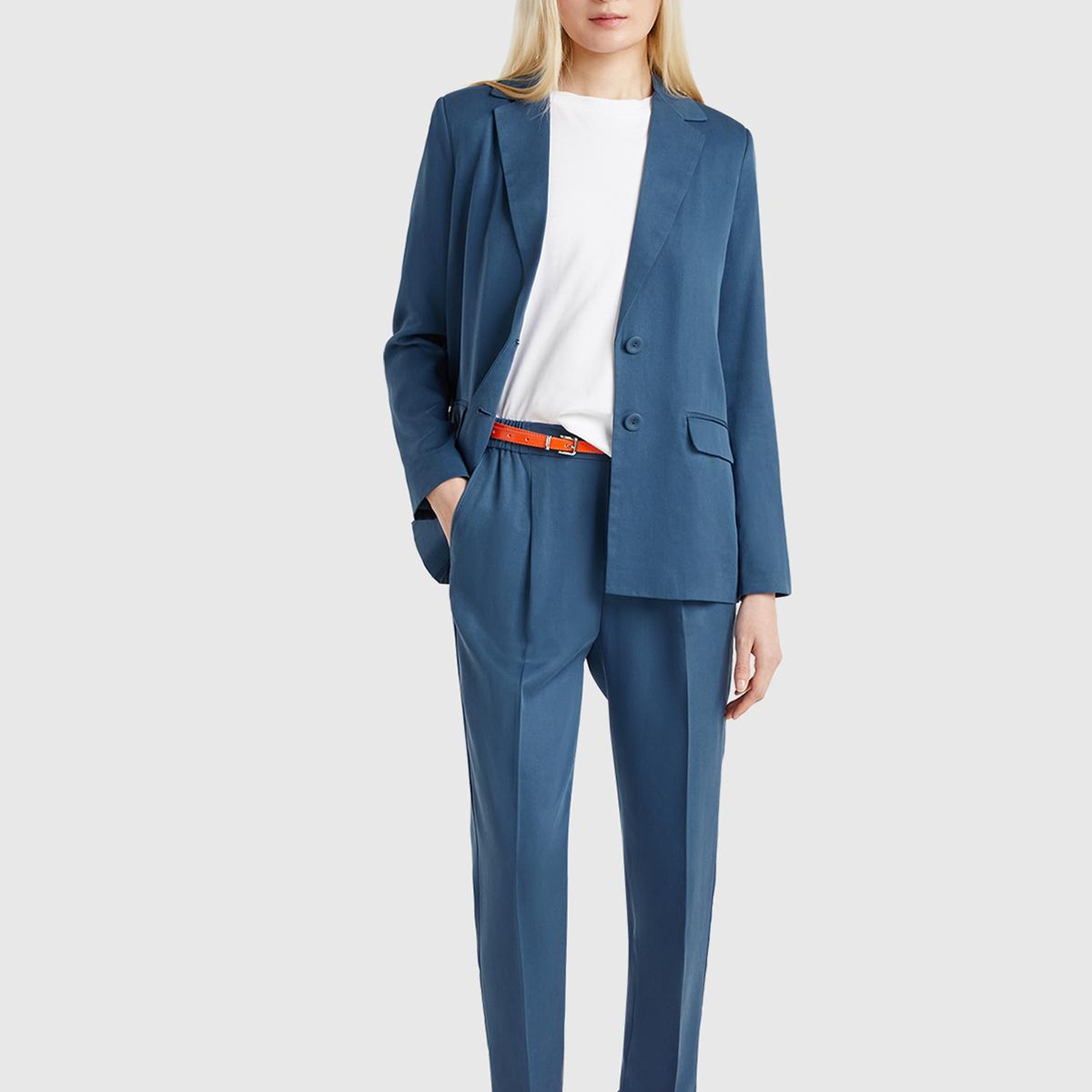 Kadın Denim %100 Liyosel Paçası Kıvrımlı Beli Lastikli Pantolon