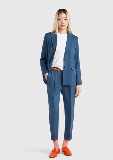  Kadın Denim %100 Liyosel Paçası Kıvrımlı Beli Lastikli Pantolon