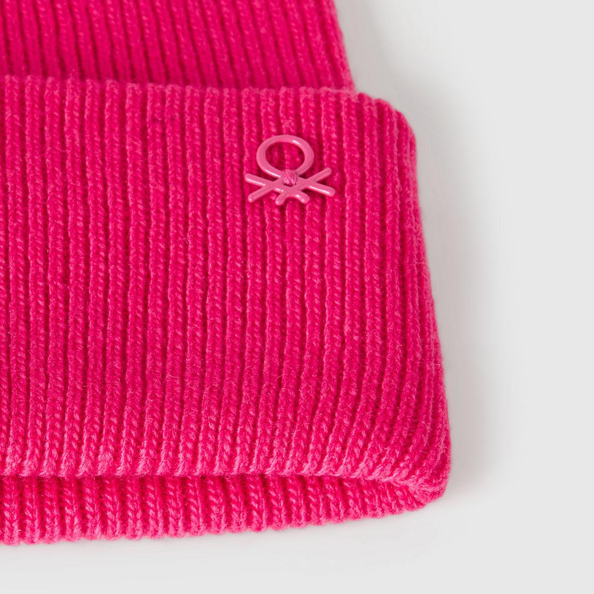 Erkek Çocuk Pembe Yün ve Viskoz Karışımlı Logo Nakışlı Bere