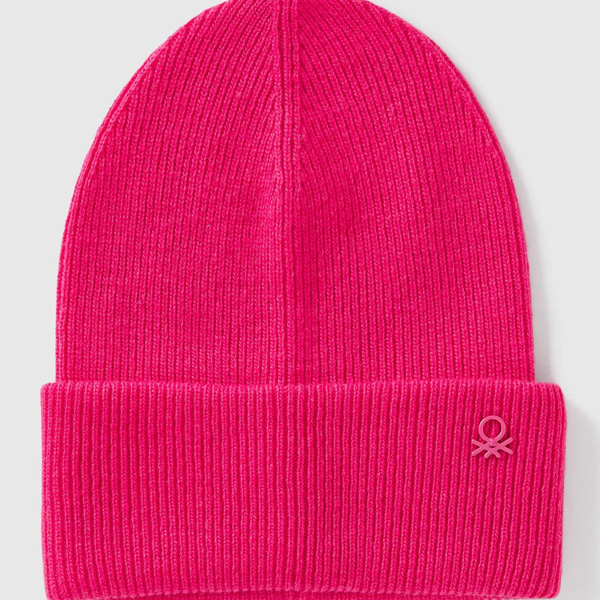 Erkek Çocuk Pembe Yün ve Viskoz Karışımlı Logo Nakışlı Bere