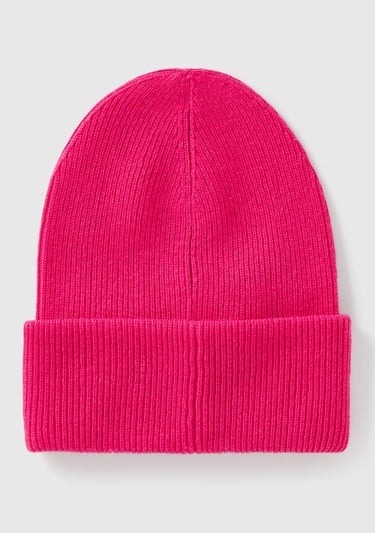  Erkek Çocuk Pembe Yün ve Viskoz Karışımlı Logo Nakışlı Bere