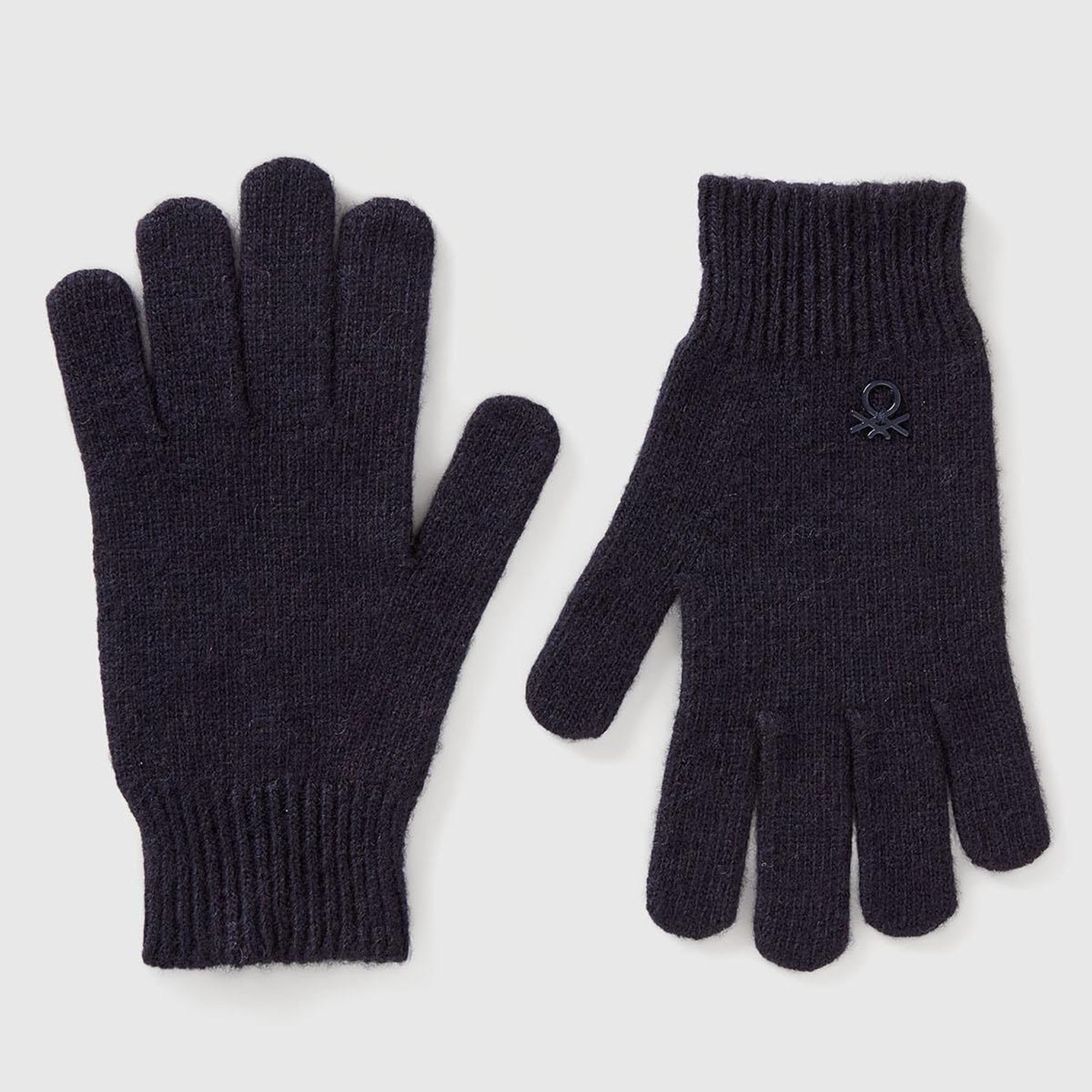 Erkek Çocuk Lacivert Yün ve Viskoz Karışımlı Logo Nakışlı Eldiven