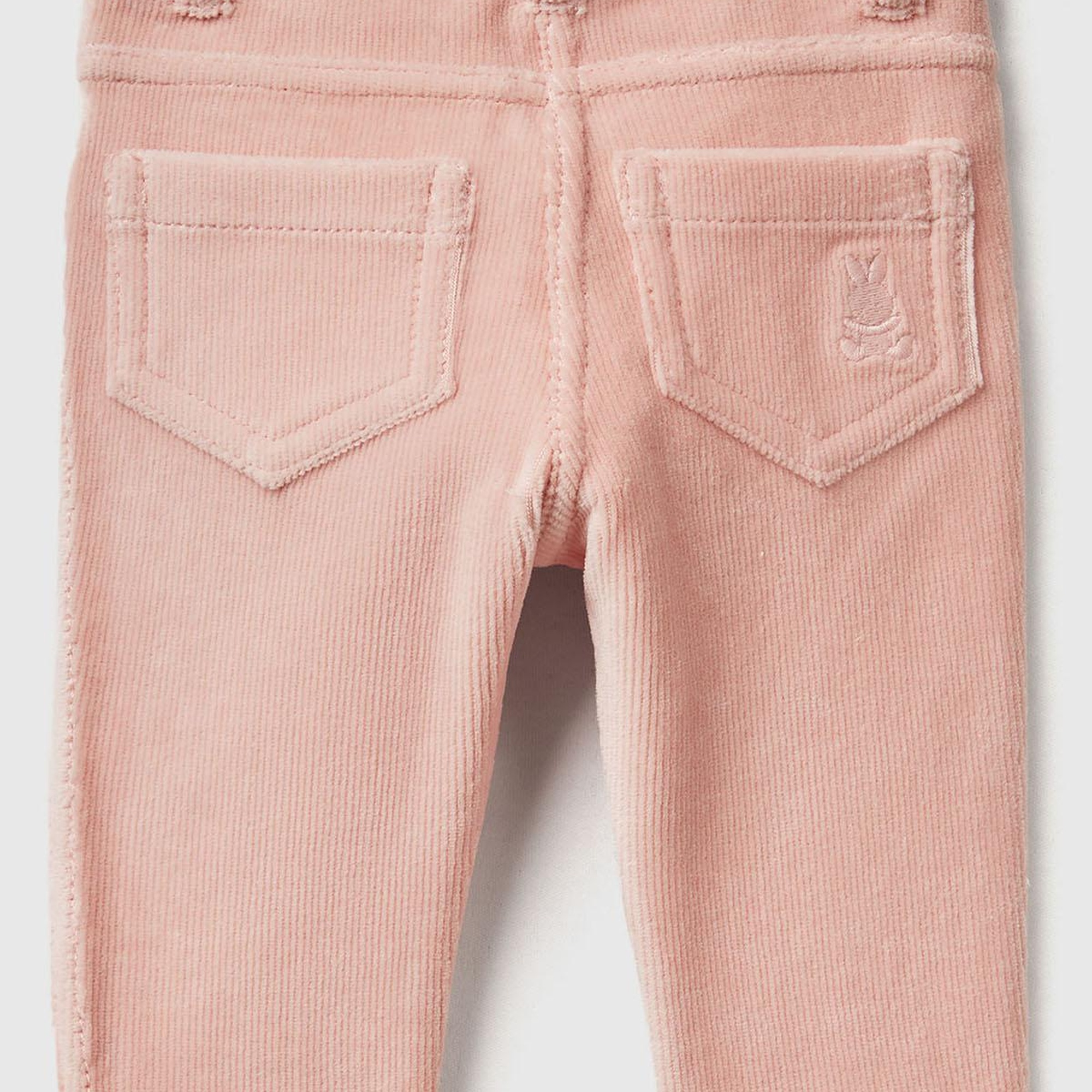 Bebek Toz Pembe Arka Cebi Tavşan İşlemeli Pantolon