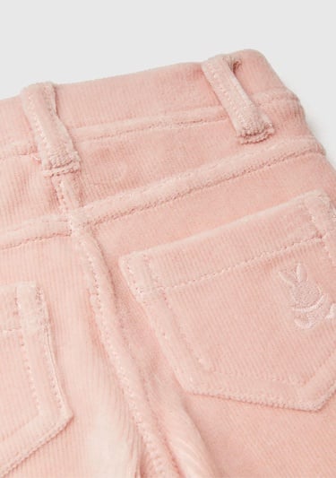  Bebek Toz Pembe Arka Cebi Tavşan İşlemeli Pantolon