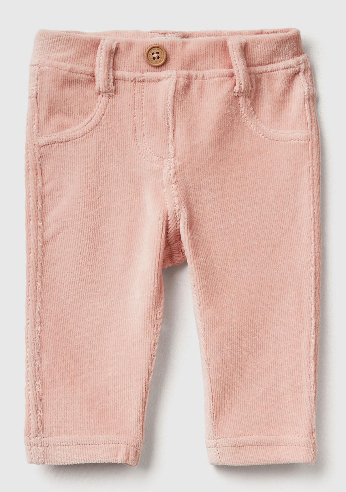  Bebek Toz Pembe Arka Cebi Tavşan İşlemeli Pantolon
