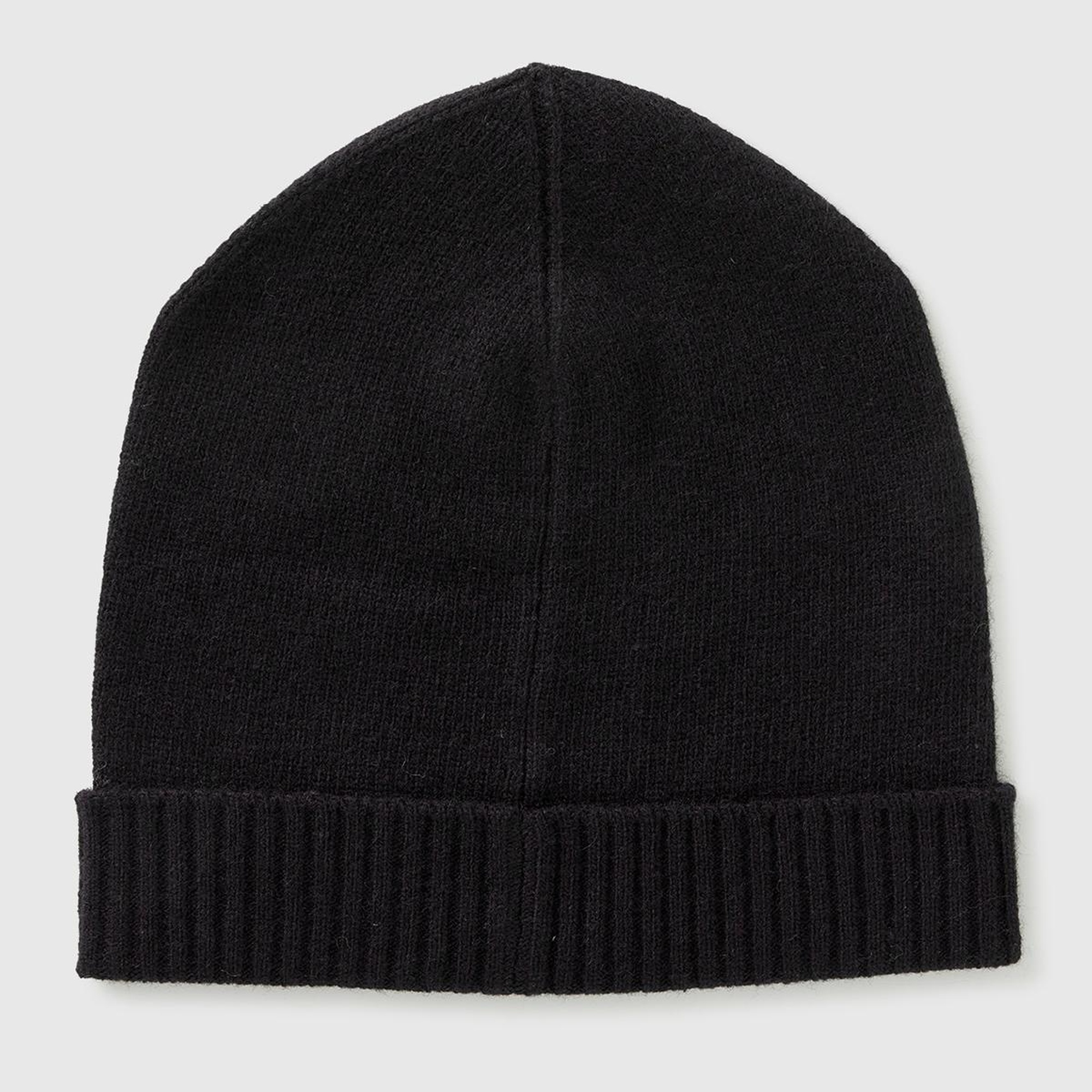 Kadın Sİyah Yün ve Kaşmir Karışımlı Önü Logo Detaylı Ribana Detaylı Bere