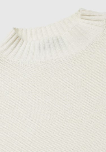  Kadın Krem Yün Karışımlı Ribana Detaylı Yırtmaçlı Kolsuz Kazak