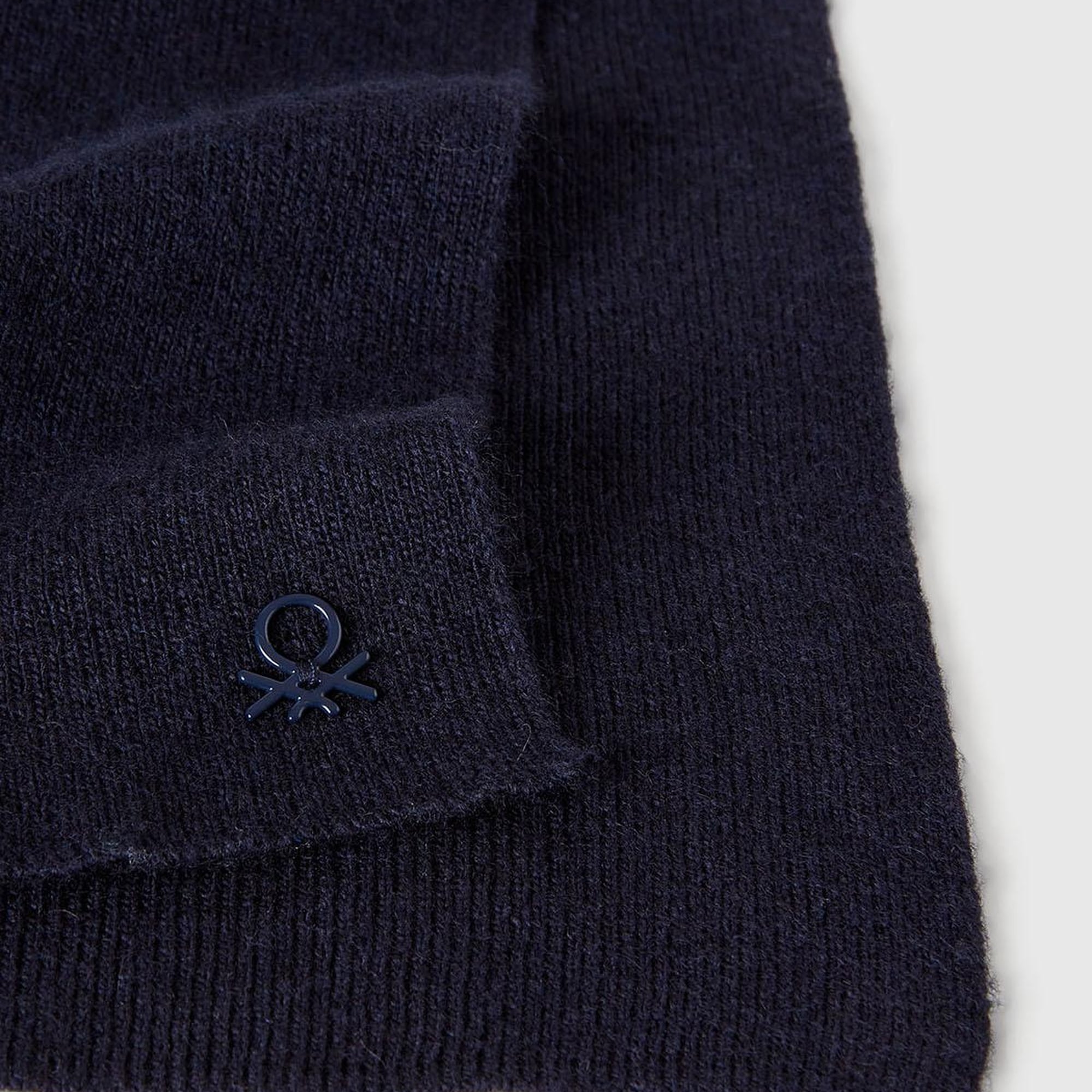 Erkek Çocuk Lacivert Yün ve Viskoz Karışımlı Logo Nakışlı Atkı