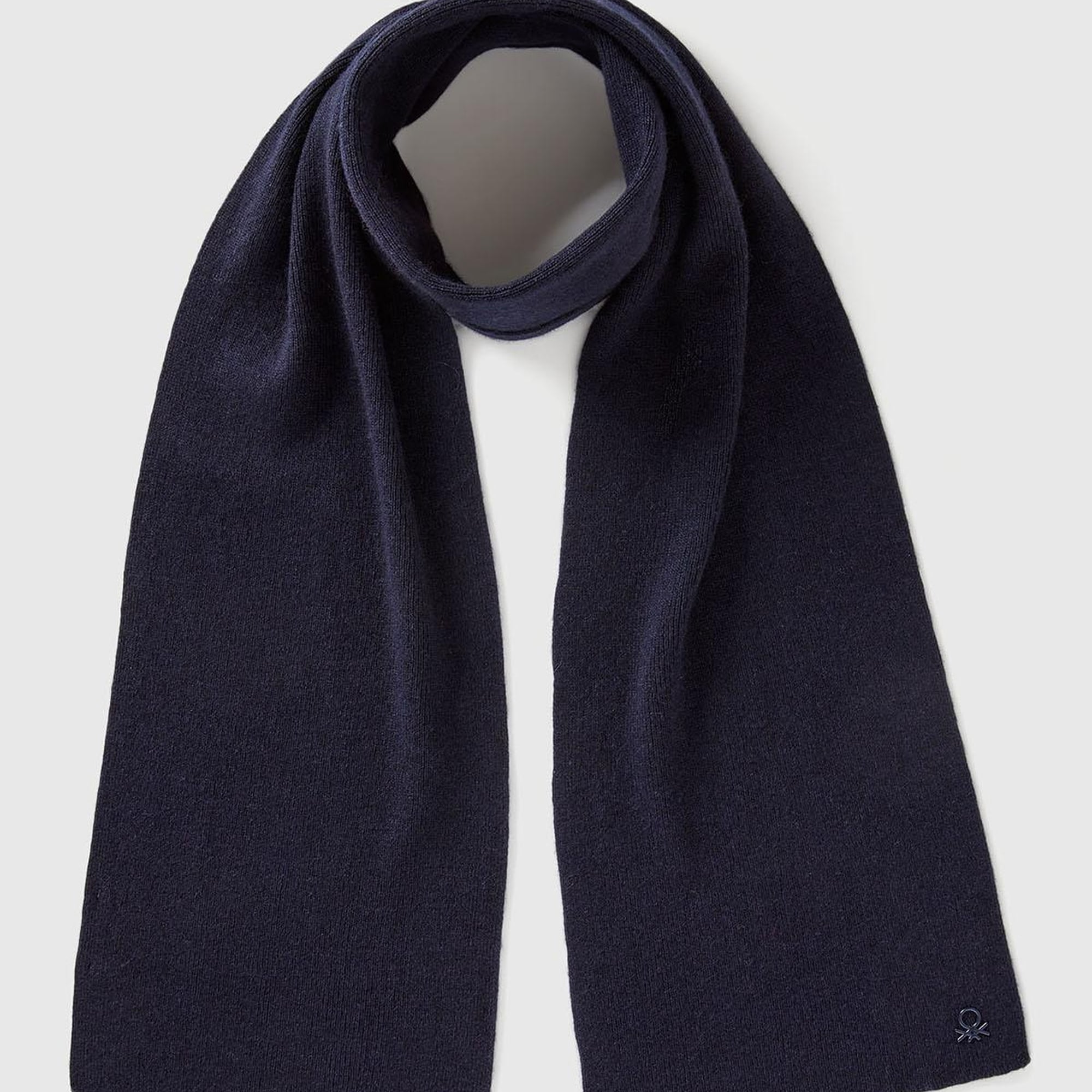 Erkek Çocuk Lacivert Yün ve Viskoz Karışımlı Logo Nakışlı Atkı