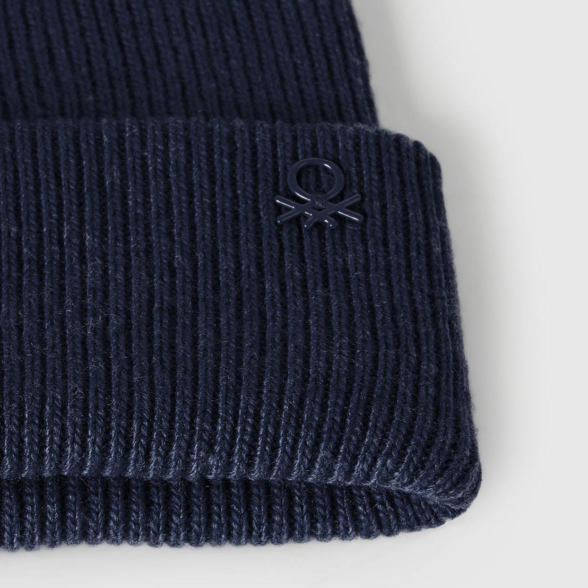 Erkek Çocuk Lacivert Yün ve Viskoz Karışımlı Logo Nakışlı Bere