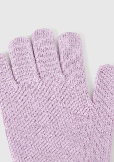  Erkek Çocuk Lila Yün ve Viskoz Karışımlı Logo Nakışlı Eldiven