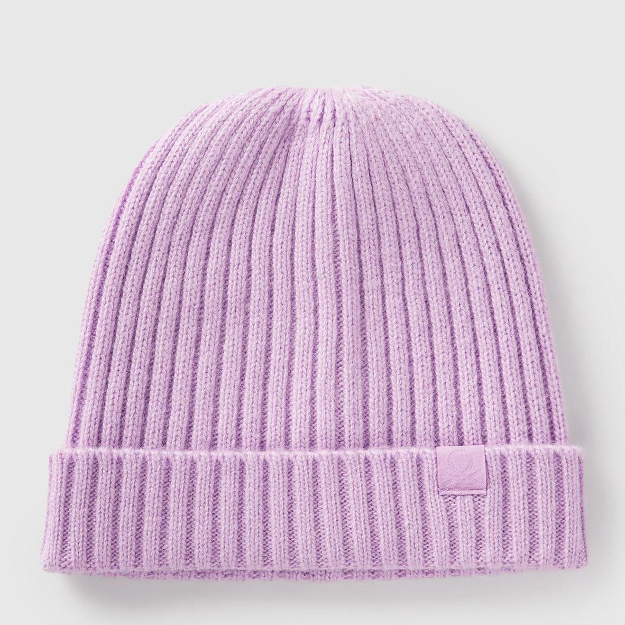 Erkek Çocuk Lila Yün ve Viskoz Karışımlı Logo Etiketli Nervürlü Bere